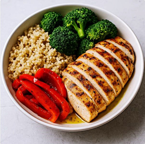 grilled chicken & quinoa veggie bowl