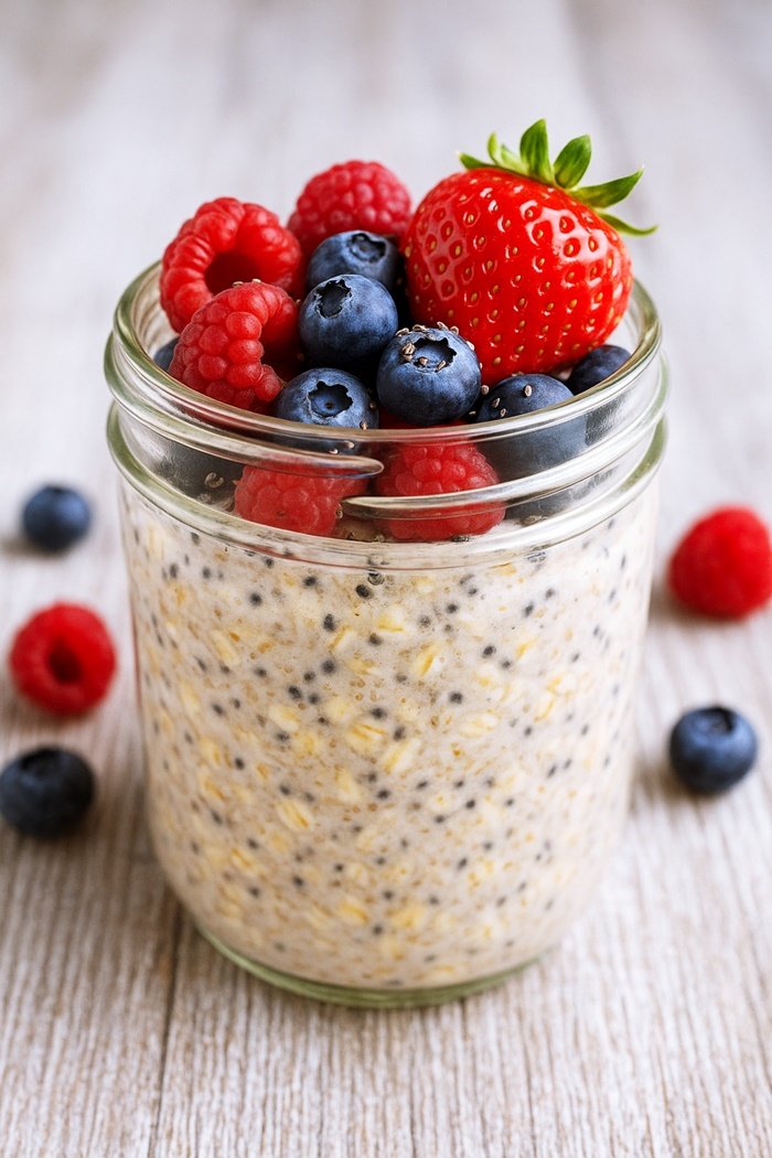 overnight oats with berries & chia recipe