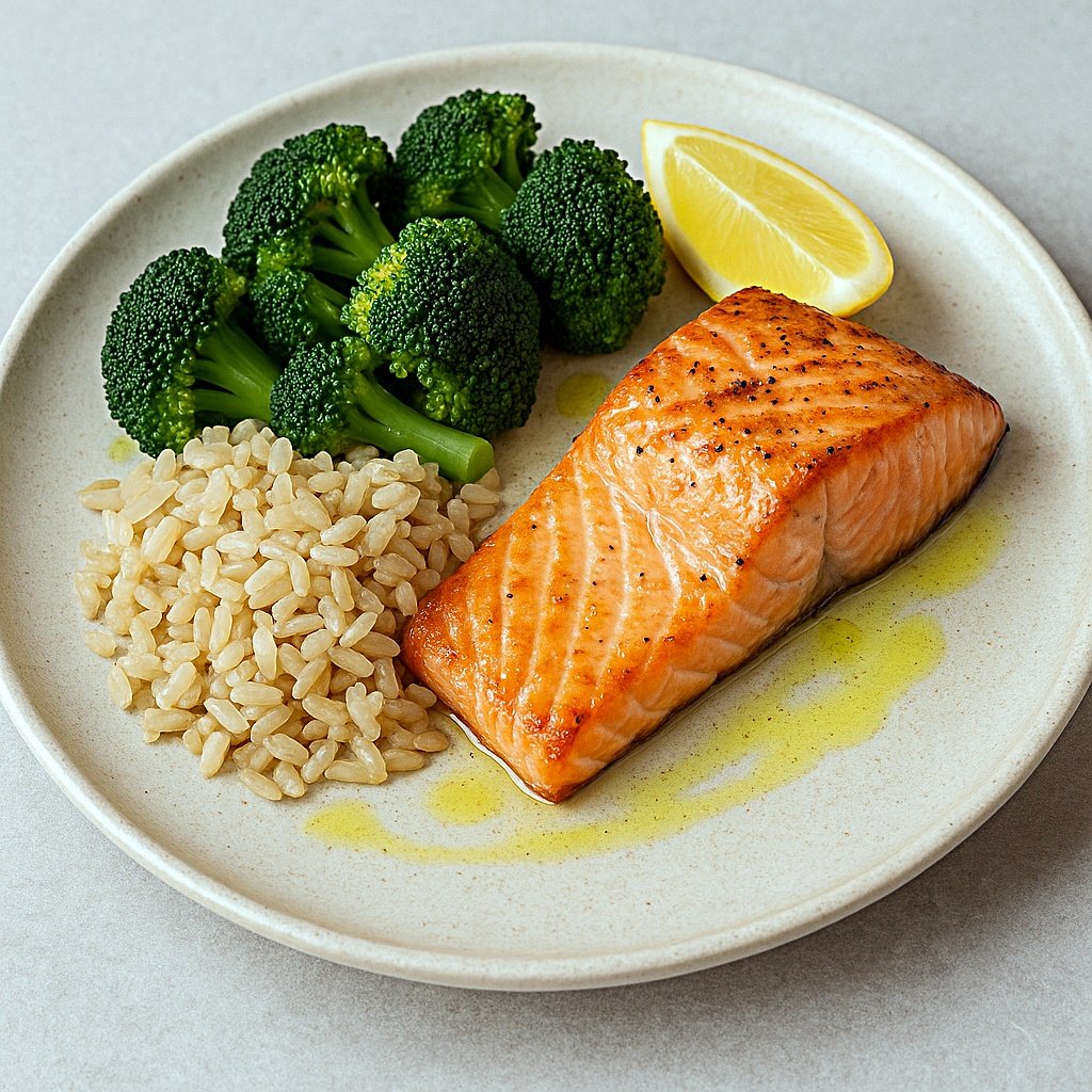 salmon brown rice and broccoli salmon brown rice and broccoli